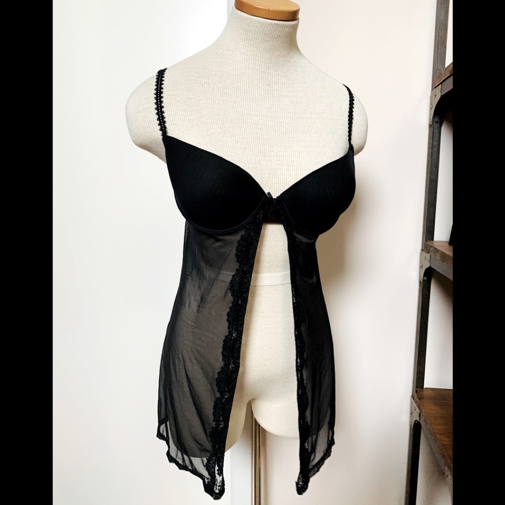 Pfiff Lingerie Black Sheer Teddy with Push Up Bra